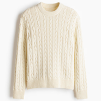 Pull en tricot pour homme avec logo personnalisé, col rond, manches longues, couleur unie, décontracté, en coton, style oversize
