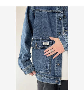 Veste en jean minimaliste unisexe style urbain américain, design utilitaire chic rebelle, décontracté vintage, coupe décontractée, fermeture éclair hiver - Product Image 2