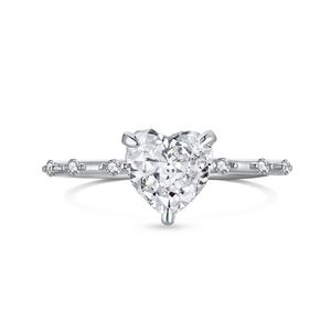 Dylam High Fine Jewelry S925 Silver Hypoallergenic Rhodium Plated 8A Crushed <b>Iced</b> Out Cut Cubic Zirconia Heart Wedding <b>Ring</b> - Product Image 1