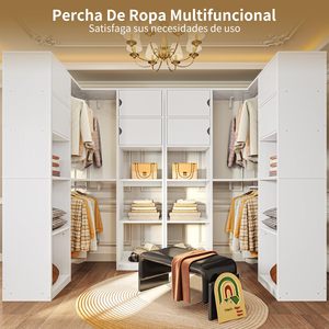 Sistema de Armario Independiente SENYU, Armario Independiente con Vitrina de Almacenamiento, Barras para Colgar y Cajones de Madera - Product Image 5