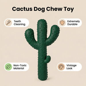 ของเล่นสุนัขแบบอินเทอร์แอคทีฟ ทนทานต่อการกัด ทำจากยางรูปทรงกระบองเพชร สำหรับฝึกสุนัขและทำความสะอาดฟัน - Product Image 3