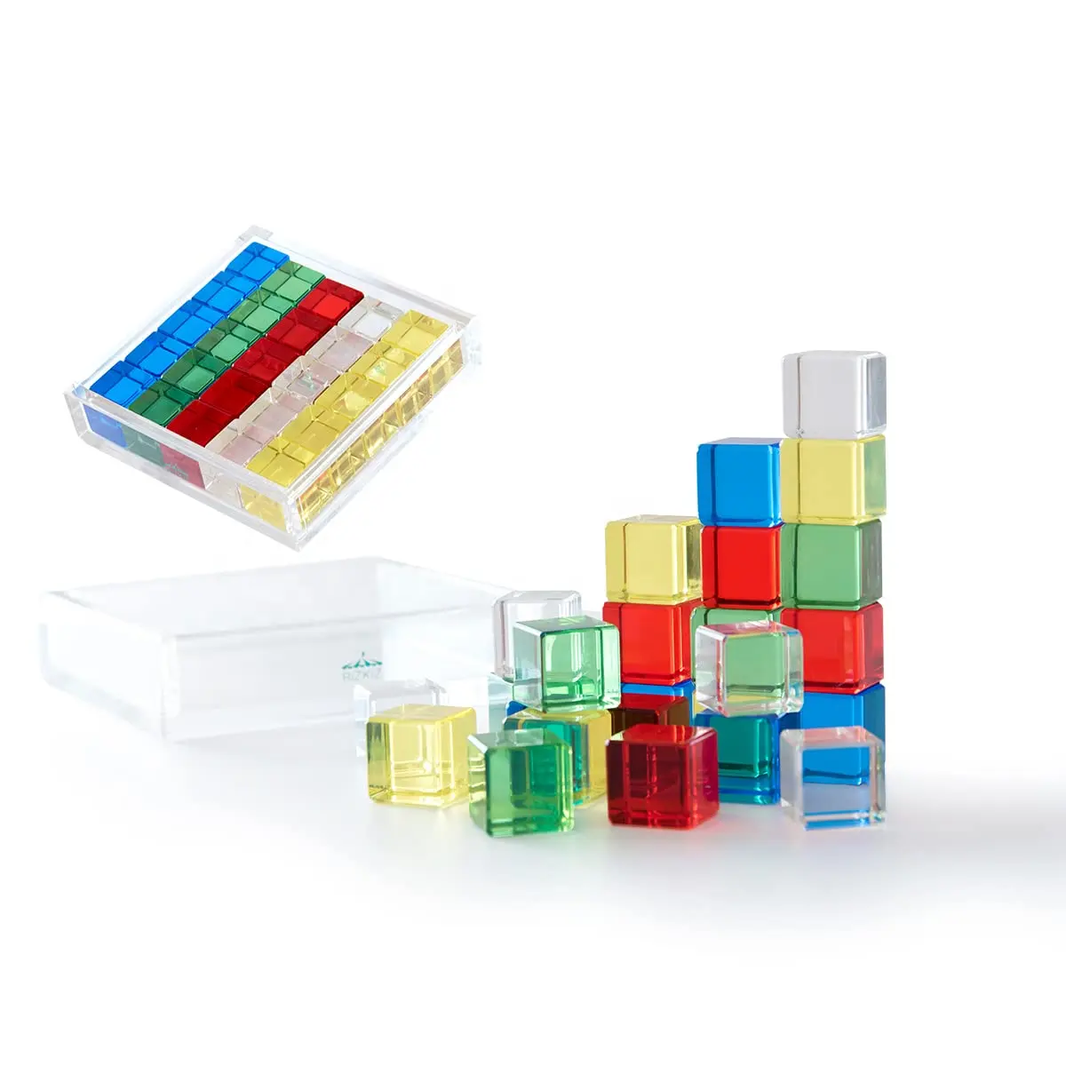 Manufacturer Colored Acrylic Building Blocks Set Rainbow Mini Square Cube Blocks Educational Toy For Kids