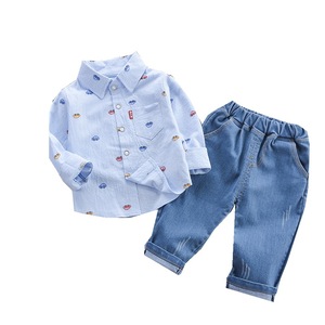 Autunno abbigliamento per bambini bambini bambini bambini ragazzi ragazze top a maniche lunghe <span class=keywords><strong>pantaloni</strong></span> in Denim per bambini 2 pz set di vestiti - Product Image 1