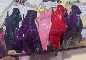 รองเท้าบูทหุ้มข้อสูง 8 นิ้ว (20 ซม.) แบบเคลือบเงา สีพื้น  ไซส์ใหญ่ สวมใส่ง่าย  สำหรับฤดูใบไม้ผลิ ฤดูร้อน ฤดูใบไม้ร่วง ฤดูหนาว เหมาะสำหรับเต้นรำ - Product Image 5