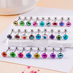 Anillo <span class=keywords><strong>de</strong></span> Lengua <span class=keywords><strong>de</strong></span> Acero Inoxidable con Cristales <span class=keywords><strong>de</strong></span> Resina y Diseño <span class=keywords><strong>de</strong></span> Ojos, Estilo Punk para Mujer - Product Image 1
