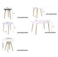 Vente chaude nordique moderne noir blanc tulipe Design Mdf dessus en bois installer salle à manger petite Table ronde personnalisée