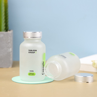 Bouteilles en verre transparent givré ambré pour médicaments pharmaceutiques, pilules, vitamines, capsules, avec couvercles en plastique et en aluminium, 120 ml, 150 ml, 200 ml, 250 ml