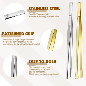 Kingwise Kitchen, juego de pinzas de <span class=keywords><strong>Chef</strong></span> de acero inoxidable de 6/8/10/12 pulgadas, pinzas largas para alimentos con puntas dentadas, pinzas para alimentos para cocinar - Product Image 3
