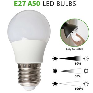 Bombilla LED A50 E27 AC220~240V con Tres Niveles de Atenuación, Pantalla de PC + Copa de Aluminio Recubierta de Plástico, Índice de Reproducción Cromática Ra80 - Product Image 3