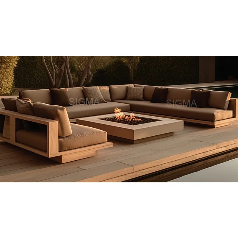 Design new teak wood outdoor furniture patio furniture sofa set customized modular garden sofas
