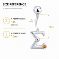 Anneau de nombril classique en acier inoxydable plaqué or avec zircon, design cœur, étoile, croix, bijoux de piercing corporel unisexe