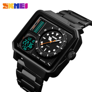 Skmei Digital Men's Watch Stainless Steel Band Dual Time Display Water Resistant 30M Quartz Movement - Product Image 5
