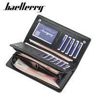 Grosir untuk Baellerry dompet genggam kulit PU kasual pria dompet uang ponsel ritsleting kapasitas besar