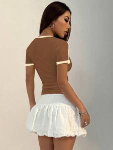T-shirts Femme Y2K personnalisés avec logo, vente en gros, haute qualité, grandes tailles, crop top uni, <span class=keywords><strong>sexy</strong></span> pour filles - Product Image 4