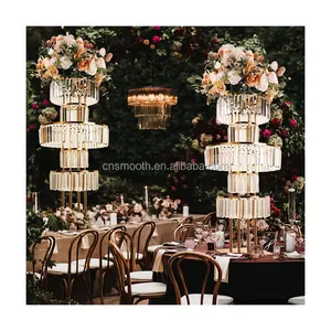 Wedding Table Decoration Tall Gold Metal Flower Stand Wedding Table Centerpiece for Party Event Supplies