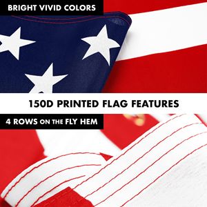 Drapeau américain 3x5 pieds en polyester 150D, sans nœuds, avec mât en aluminium pour affichage extérieur - Product Image 6