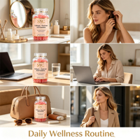 Gummies de Collagène et Acide Hyaluronique SYC BIO pour Nutrition Quotidienne, 60 Gummies, 120g, Marque Privée, OEM, ODM, Prix d'Usine, Vente en Gros