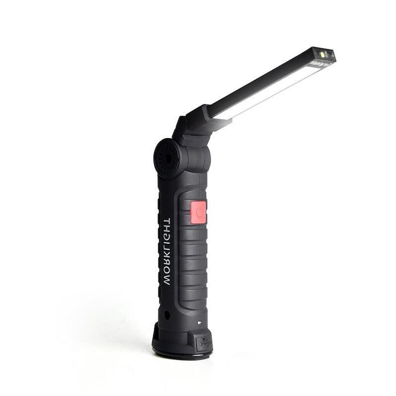 Auto Repair Work Light LED USB Multi-function COB Magnet Red Light Warning Strong Flashlight Maintenance Work Light Black 60 Abs