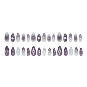<span class=keywords><strong>Uñas</strong></span> <span class=keywords><strong>Postizas</strong></span> Almendradas con Diseños de Lazo Morado y Plateado, Estilo Y2K, Hechas a Máquina con ABS, 24 <span class=keywords><strong>Uñas</strong></span> <span class=keywords><strong>Postizas</strong></span>, Puntas de <span class=keywords><strong>Uñas</strong></span> Largas en Forma de Almendra - Product Image 5