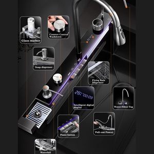 Hiện Đại Chất Lượng Cao Grey Thép Không Gỉ Bồn Rửa Nhà Bếp Với Bát Duy Nhất Đa Chức Năng Thông Minh Hiển Thị Kỹ Thuật Số Thác Vòi Nước - Product Image 6