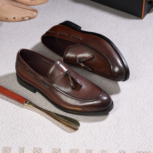 Chaussures Leffo à franges pour hommes, modèle 2026, en cuir véritable à bout pointu, idéales pour les occasions professionnelles et décontractées - Product Image 5