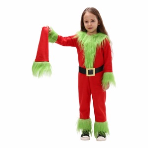 Disfraz de Monstruo Verde Navideño para Niños, Traje de Actuación Rojo con Pelaje Verde, 5-7 Años, Disfraz Festivo - Product Image 2