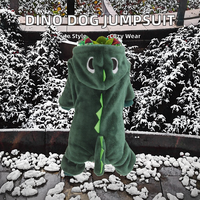 Dinosaure Design drôle hiver chien combinaison auto-chaud polaire vêtements pour animaux de compagnie avec motif solide