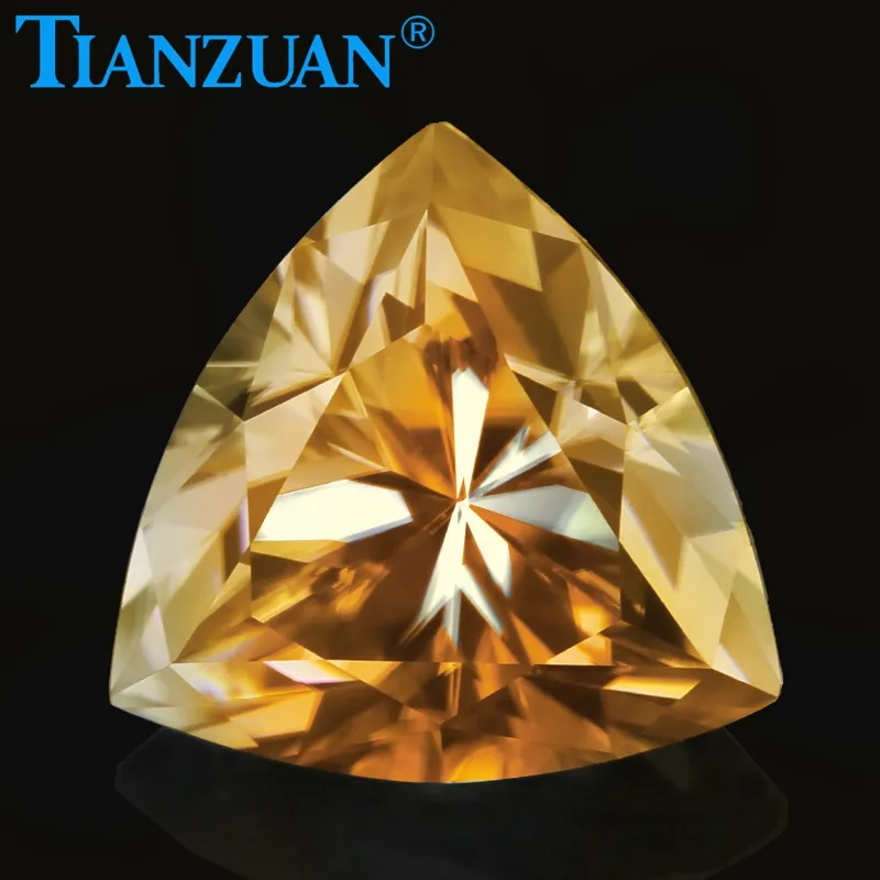 Wuzhou 뜨거운 거래 조 모양 화려한 다이아몬드 컷 옐로우 골드 샴페인 Moissanite 느슨한 돌