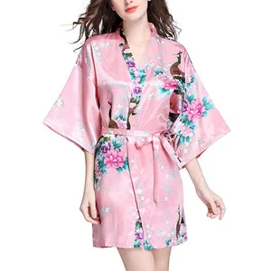 2022 Low Price New One-piece Summer Women's Casual Silk Robe Japanese Kimono Jumpsuit Pajamas