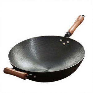 <span class=keywords><strong>Wok</strong></span> Tradicional <span class=keywords><strong>M</strong></span>&B de Hierro Fundido Grueso, 1-3L, 32cm, Sin Recubrimiento, Antiadherente, con Mango de Madera, para Cocina de Gas, Ecológico, Uso Comercial - Product Image 3