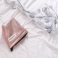 Trousse de Maquillage Portable Scintillante Argentée de Luxe et Trousse de Retouches, Sac de Toilette Transfrontalier
