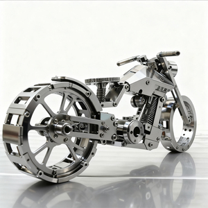 플라워 로고가 특징인 신학기 맞춤 프린트, 현대적인 야외 스테인리스 스틸 오토바이 조각상 페인팅 금속 공예품 - Product Image 1