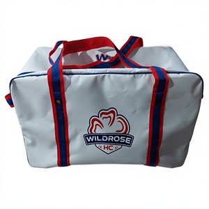 Bolsa Deportiva de PVC Blanca Wildrose HC con Correas Rojas y Azules, Cierre de Cremallera Resistente al Agua - Product Image 3