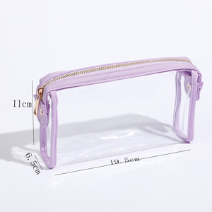 Keymay กระเป๋าเครื่องสำอางแบบมีซิปกันน้ำ, รองรับการส่งด่วนเพิ่มโลโก้ม่วงตัดกัน - Product Image 6