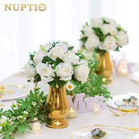NUPTIO Boules de fleurs artificielles blanches de style européen de haute qualité, centre de table, 2 pièces, diamètre 9,5 pouces, mariage, mariée