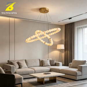 <span class=keywords><strong>Lampadario</strong></span> a Sospensione LED con <span class=keywords><strong>Sfere</strong></span> di Onice Naturale e Finiture Dorate per Soggiorno di Villa Moderna, Club e Ambienti Minimalisti - Product Image 4