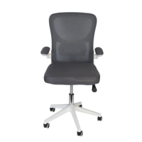 Chaise de bureau ergonomique pivotante à 360 degrés, cadre blanc, tissu rose, accoudoirs réglables pour la maison