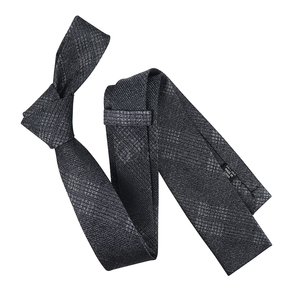 Cravates pour hommes en soie de luxe, à motif écossais abstrait, coupe <span class=keywords><strong>droite</strong></span>, modernes, noires et argentées, fines - Product Image 1