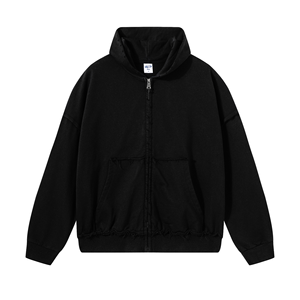 <span class=keywords><strong>Sweat</strong></span> à capuche <span class=keywords><strong>zippé</strong></span> en coton tricoté 100% de haute qualité, 430G, coupe ample, veste pour homme - Product Image 2