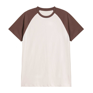 T-shirt décontracté à manches raglan 100 % coton pour homme, col rond, manches courtes, motif uni - Product Image 1