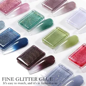 Wholesale 15 Color Glitter Gel Nail Polish Semi Permanent UV LED Soak Off Gel Shiny Gold Powder Nail Art Gel For Nail Salon