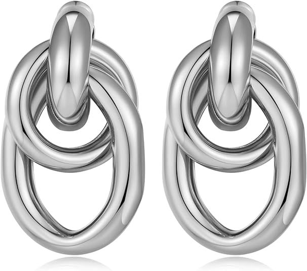 A-211Orecchino a goccia d'acqua geometrico in argento