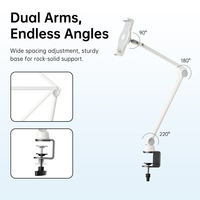 Support de table à double bras, support réglable multi-angles pour téléphone portable et tablette