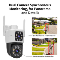 Caméra de surveillance extérieure sans fil PTZ WiFi IP HD 1080P 2MP avec vision nocturne, double objectif et suivi automatique IA