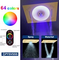 Système de douche thermostatique complet en acier inoxydable brossé laqué laiton 16x24 pouces, multi-jets, pour appartement