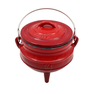 Potjie Pot en fonte émaillée rouge, durable, sain, non toxique, à trois pieds, pour cuisson suspendue - Product Image 1