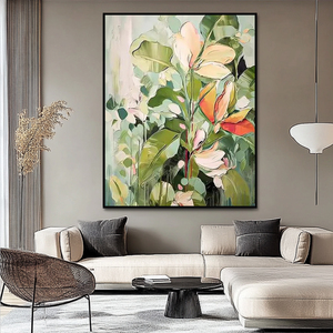 <span class=keywords><strong>Obra</strong></span> <span class=keywords><strong>de</strong></span> Arte Moderna Colorida en Lienzo Hecha a Mano Original, <span class=keywords><strong>Pintura</strong></span> <span class=keywords><strong>de</strong></span> Flores en 3D, Arte <span class=keywords><strong>de</strong></span> Pared Verde para Jardín, Decoración del Hogar - Product Image 3