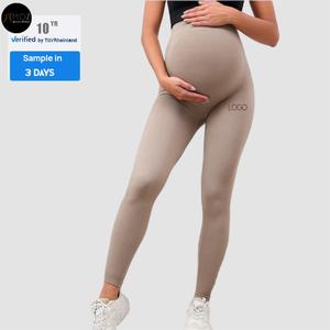 Leggings de maternité taille haute unis - Soutien précoce de la <span class=keywords><strong>grossesse</strong></span> - Tissu doux comme du beurre - Vêtements de yoga décontractés - Sans couture - Quatre directions - Product Image 1