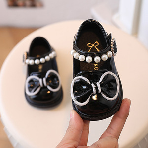Chaussures à nœuds en perles pour bébés filles de 0 à 3 ans, chaussures de princesse en cuir souple pour bébés filles - Product Image 5