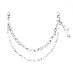 European And American Fashion Hip Hop Double <b>Cross</b> Pendant Metal Pants <b>Chain</b> Unisex Street Style Accessory Daily Wear Zinc Alloy - Product Image 5